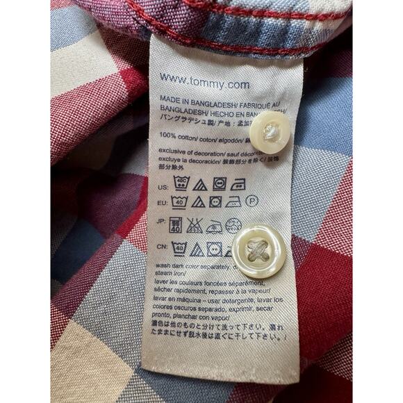 Tommy Hilfiger Men's Classic Fit Long-Sleeved Button-Down Shirt Sz L Plaid Logo - Picture 7 of 13